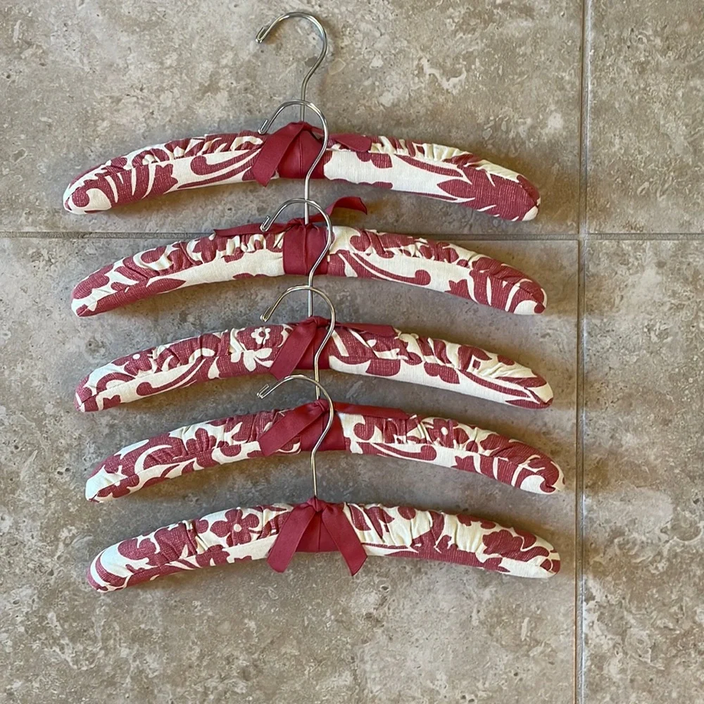 Five Rust and Cream Padded Hangers